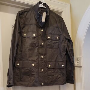 J. Crew Charcoal Jacket with Gold Accents